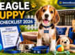Beagle Puppy Checklist 2026 featuring a happy Beagle puppy with essential puppy supplies for new owners